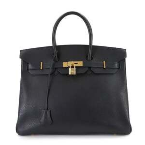 Hermes Birkin 35 Ardennes Black Handbag □G Stamp Gold Hardware
